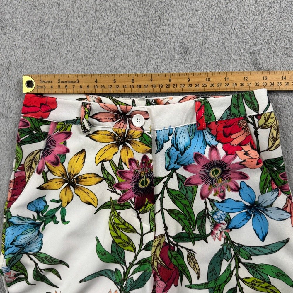 NWT Maia Hemera Made In Italy Floral Print Pants White Multi Color Womens Size M - Picture 9 of 11